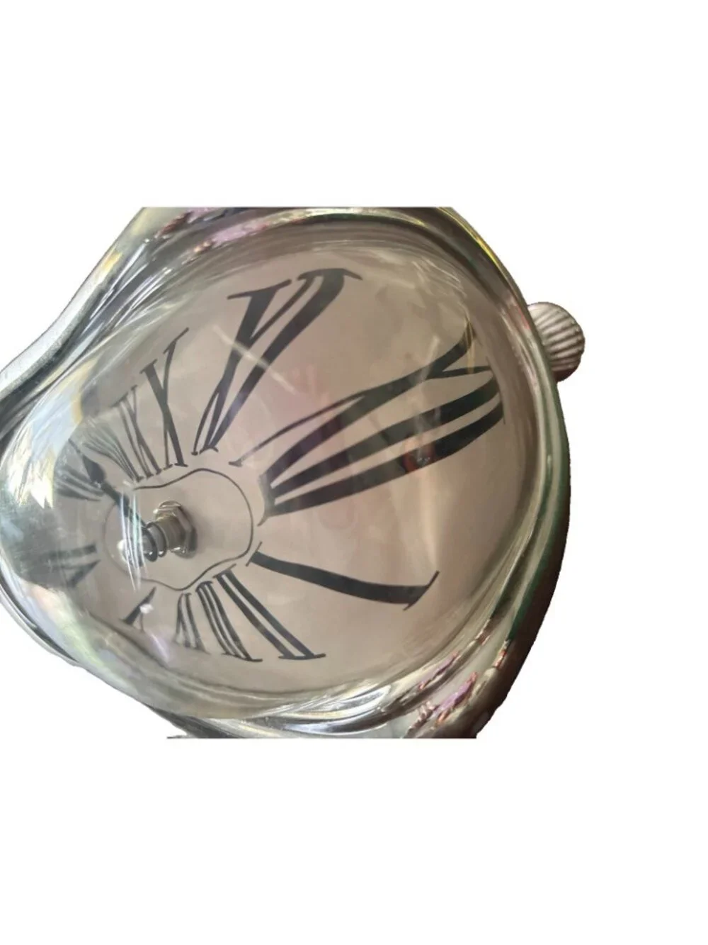 Salvador Dali Style Melting Clock Watch Melted Silver Tone Working-READ!